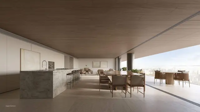 Estar e cozinha, apartamento Final 01, Moinhos de Vento, Porto Alegre